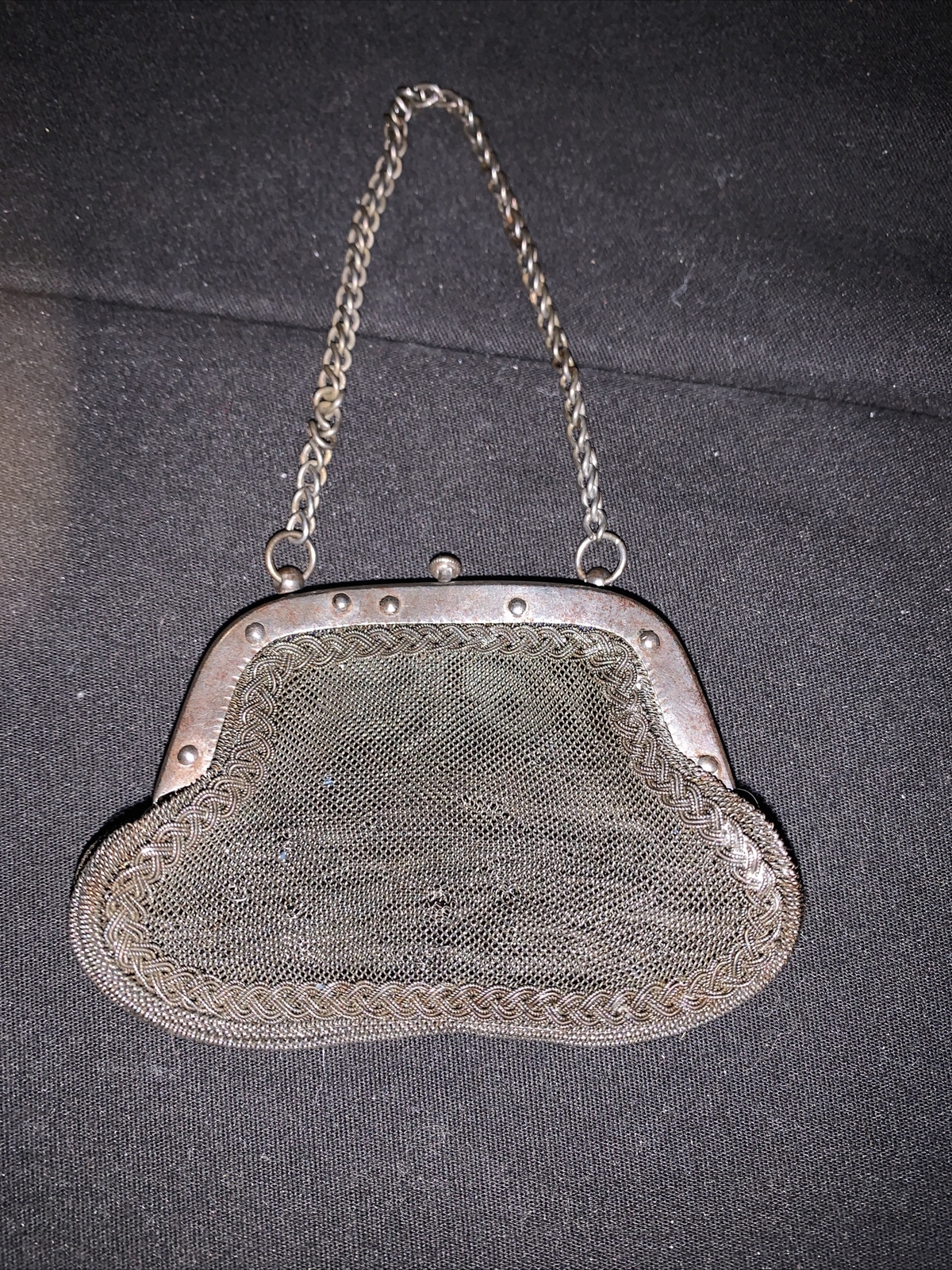 Antique French Miniature Brevete Mesh Coin Purse Gem