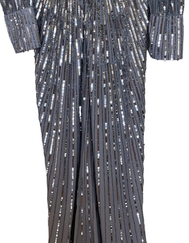 Mac Duggal Gown Dress Womens Size 10 Sequin Wrap Over Bishop Sleeve 5501 $598 - Picture 11 of 19