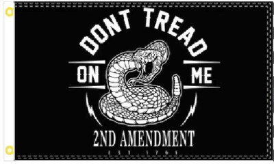 3X5 GADSDEN DON'T TREAD ON ME 2ND AMENDMENT RATTLESNAKE BLACK FLAG BANNER 100D