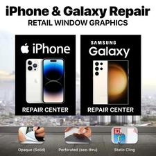 iPhone Galaxy cell phone repair sign poster perforated window decal sticker