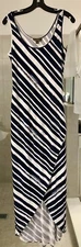 NWOT TOMMY BAHAMA Blue & White Striped Midi Tank Dress Tulip Hem Size S
