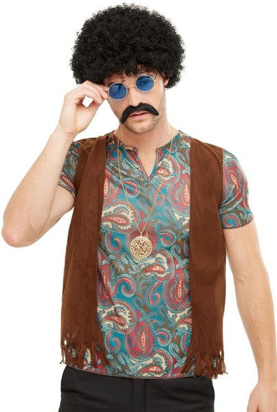 Smiffys Hippie PerüCke BäRtchen Und Brille Erwachsene Fancy Dress Hippie Kit-image
