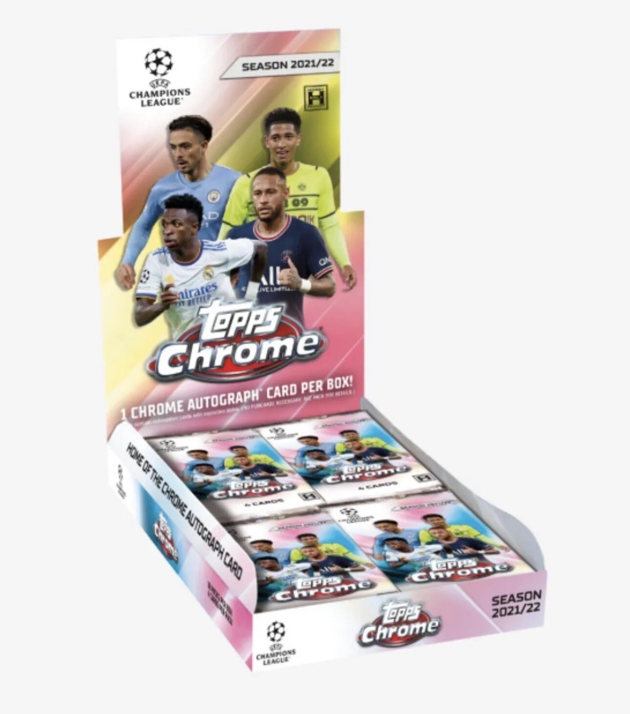 2021/22 Topps Chrome UEFA Champions League Soccer Factory Sealed Hobby Box Auto