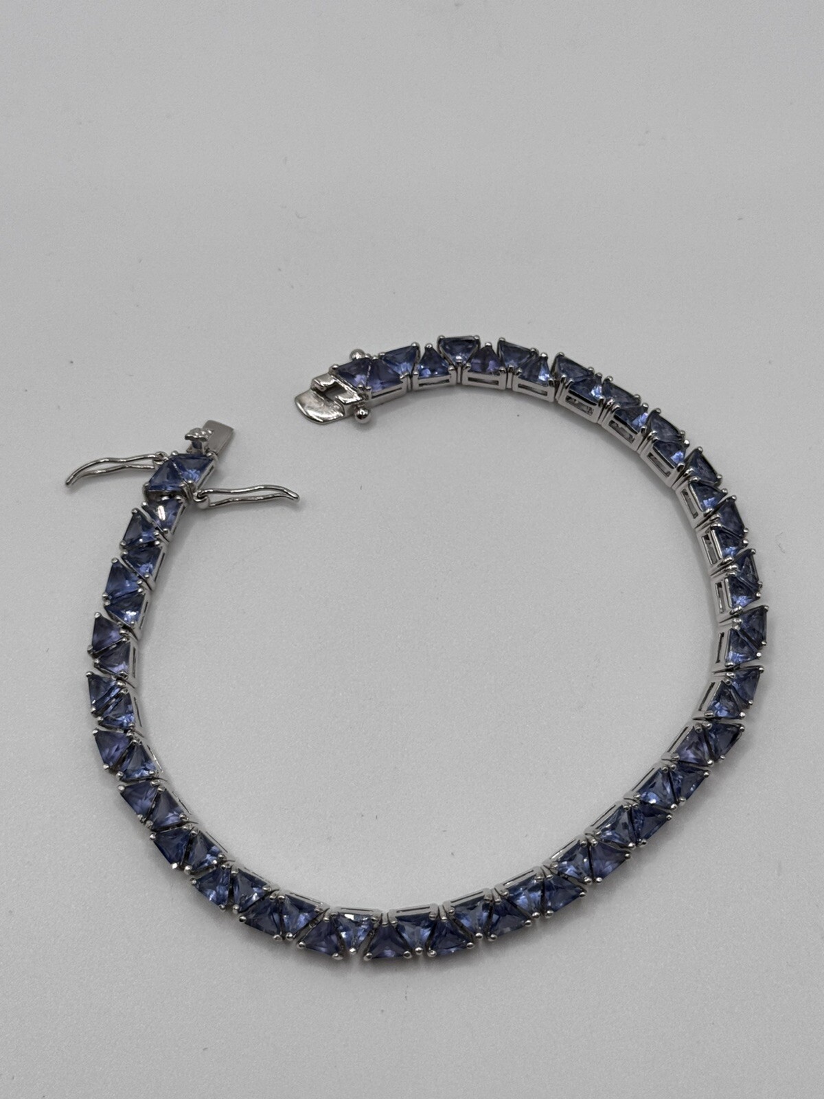 Ross Simons Sterling Silver Triangle Cut CZ Tennis Bracelet XXXL