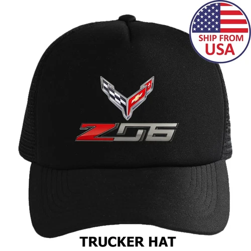 Customized Corvette Z06 Supercharged Racing Printed Trucker Hat Cap Black Hat Ad - Bild 1 von 5