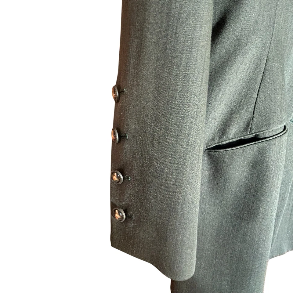 Blazer RICHARD TYLER Couture para mujer de un solo pecho 100 % lana verde militar talla 6 Foto 4 de 4