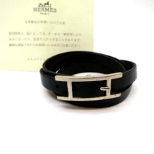 Authentic HERMES Api Ⅲ Bracelet Black Leather #608070