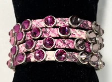 Women’s HEET Designer Swarovski Crystals In Pink, Purple, Pink Leather Bracelet