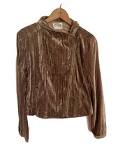 Nwt Mia Joy By Joyfolie Quinn Military Jacket Gold Crinkle Velvet Women Large