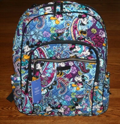 mickey and minnie mouse paisley campus backpack by vera bradley
