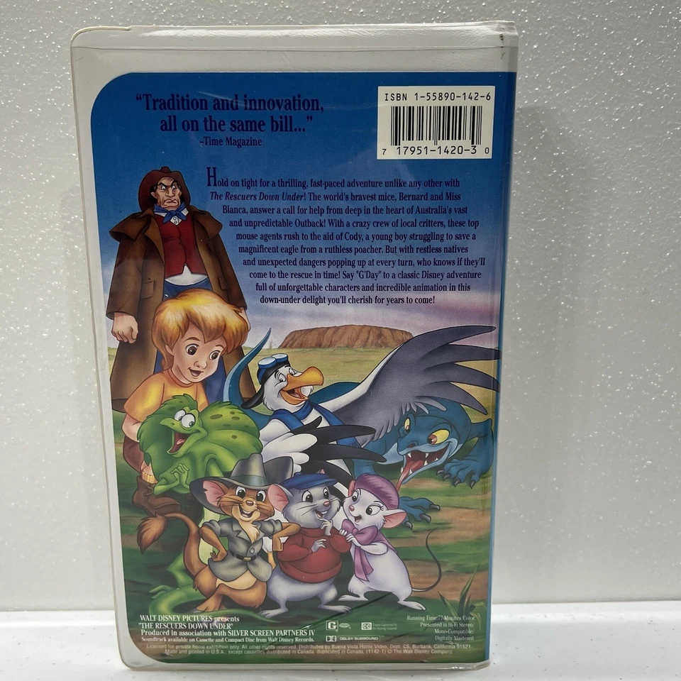 Walt Disney The Rescuers Down Under #1142 VHS Black Diamond Classic Series - Image 2 of 4