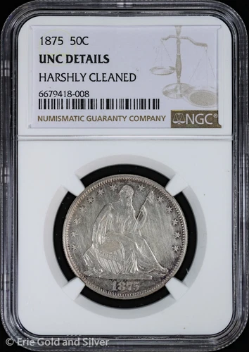 1875 50C Var 4 Seated Liberty Half Dollar NGC UNC Details | Uncirculated