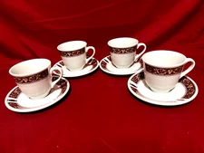 Steelite International Red Marina 8 Piece Set Of 4 Each Cups & Saucers England