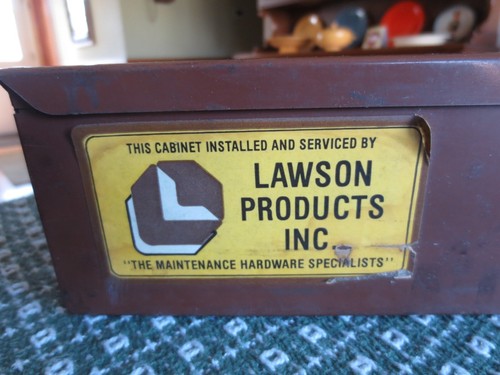 Vtg. Lawson Products 24-COMPARTMENT Metal CABINET LP-135 - 18" x 12-1/4" x 3" - Picture 3 of 9