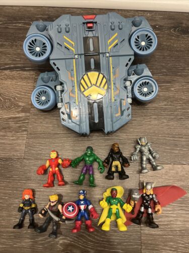 2014 Imaginext Avengers Helicarrier with Lot of (9) Avengers Figures - Picture 1 of 22