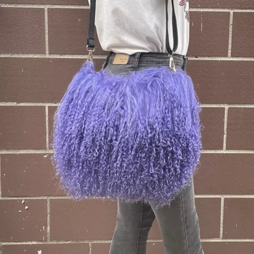 Long Curl Lamb Fur Mongolian Genuine Sheep Fur Bag Handbag Women's Bags Handbags - Picture 27 of 30