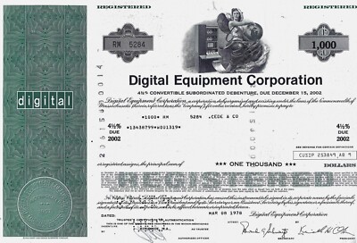 DEC Digital Equipment Corporation 1978, 4 1/2% Debenture due 2002 (1.000$)