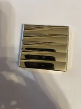 Vintage Deco Silver Bevel Square Flip-open Mirror Compact w/ Photo Frame