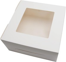 White Cake Boxes, 10x10x5 Inch Cake Boxes with Window, Disposable Bakery