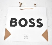 Hugo Boss Paper Shopping Bag Tote Black BOSS On White 13-1/2" x 15-5/8" x 4-3/4"