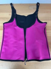 Women’s Neoprene Sauna Sweat Vest Waist Trainer XL Pink Zip Body Shaper New