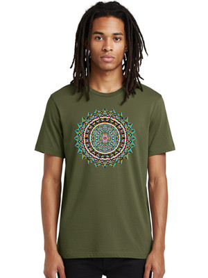Mandala-2 Mens Graphic Tee, 100% Cotton, Casual Summer Wear