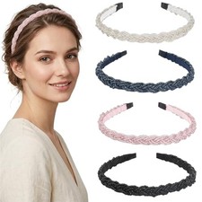 Beaded Metal Headbands for Women, 4 pcs Rhinestone Head Elegant Neutral Tones