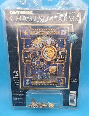 Dimensions Charts & Charms Each Dawn New Day Kit 72573 Celestial Moon 11x14'' Vtg