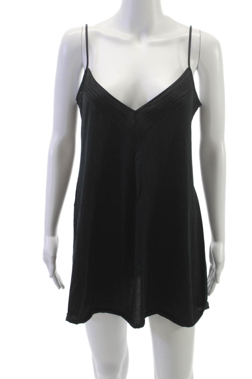Hanro Womens Spaghetti Strap V Neck Night Gown Black Cotton Size MediumFree Shipping in US $100+ Orders | $6.95 Orders Below