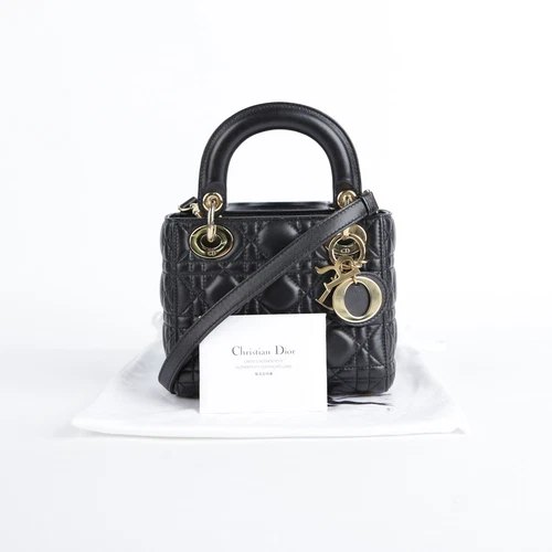 Mini sac fourre tout et bandoulière femme en cuir d'agneau noir Dior CAL44500 25501531