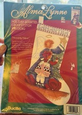 Vintage VIP Bucilla Christmas Stocking Heavenly Helper Counted Cross Stitch Kit