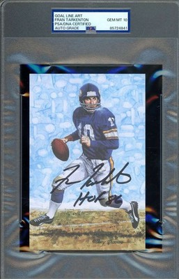 Fran Tarkenton Gem Mint 10 PSA DNA Signed Goal Line Art Card GLAC