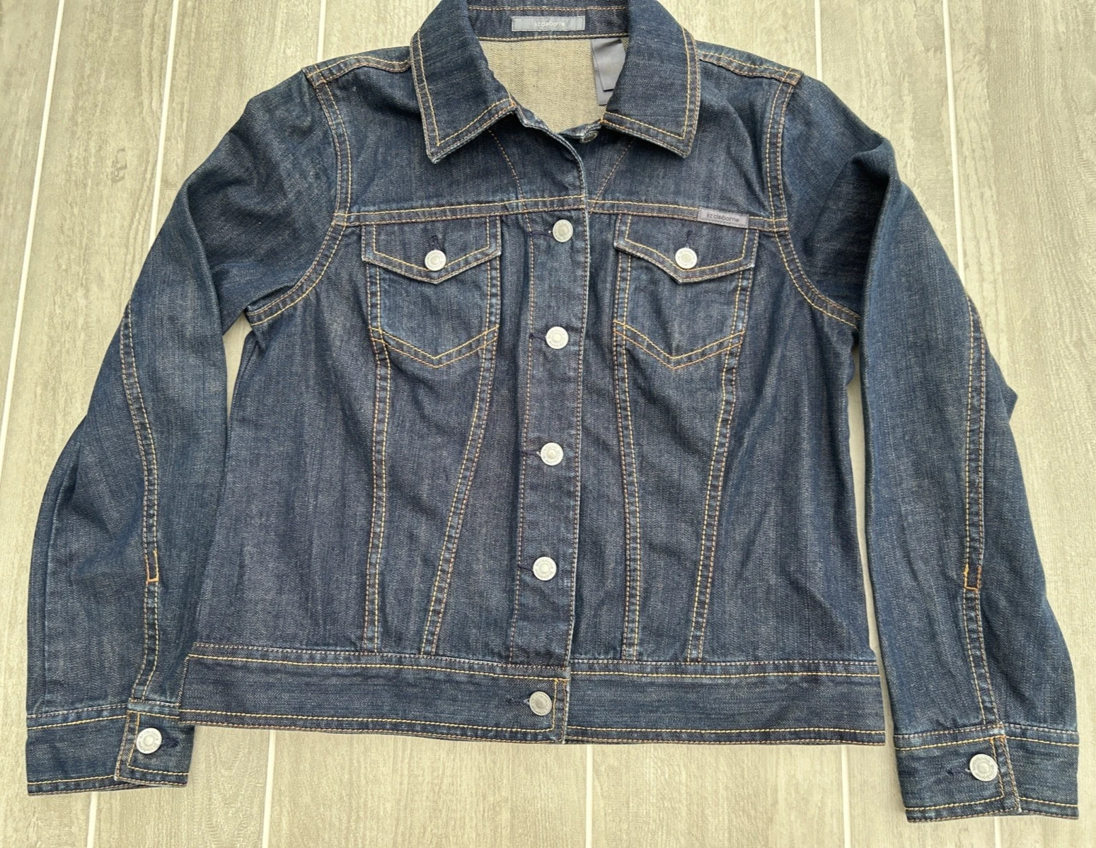 VETEMENTS Giacca Liz Claiborne donna M blu denim camionista denim con bottoni 100% cotone