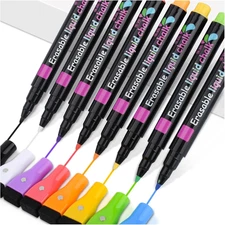 Magnetic Wet Erase Markers, Liquid Chalk Markers Ultra Fine Tip for Acrylic Cale