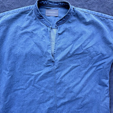 EVERLANE Dress Womens 2 Blue Chambray Split Neck Casual Summer Comfort