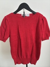 VTG Talbots Knit Top Women’s Size M Red 100% Cotton Made In USA