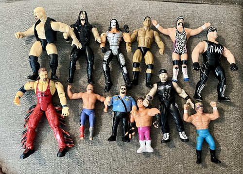 Vintage Wrestler Action Figure Lot of 12 WWE/WWF, WCW 1980-1990's