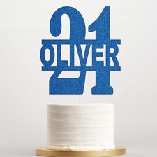 Personalised Happy Birthday, Any Name & Age, Glitter Cake Toppers 10th 21st 30th