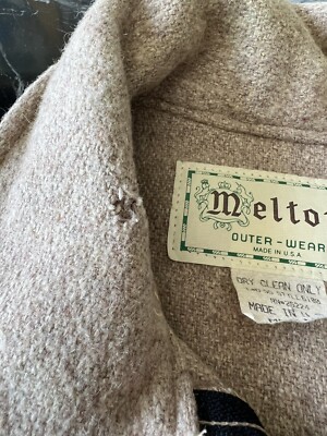 Vintage 1970s Melton Wool Jacket outerwear cruiser Hunting Mens