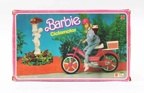 SALE - Vintage Barbie Pink Motor Bike Scooter Mope Top Toys Argentina MIB