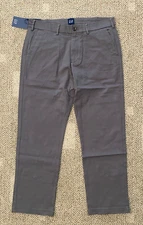 Gap Chino Pants Work Casual Soft Stretch Cotton Gray Grey Men's Size 36 X 30