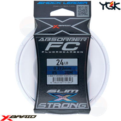 YGK X-BRAID FC ABSORBER Slim&Strong #5 24 LB 0.373 mm 30 m Fluorocarbon Leader