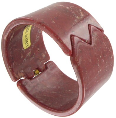 Wide Structural Arm Cuff Bracelet Red Stone Look Made in  Italy