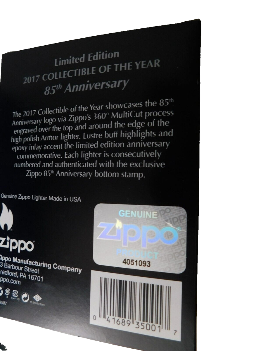 ZIPPO LIGHTER COLLECTIBLE OF THE YEAR 85 ANNIVERSARY LIMITED