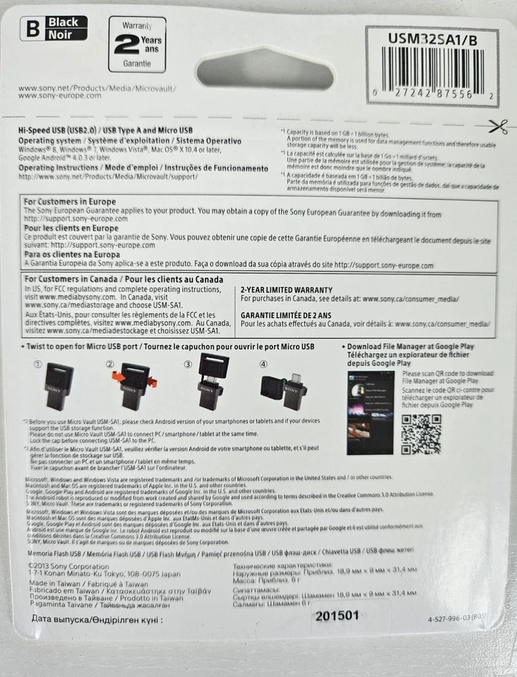Sony 32GB Dual Micro + USB 2.0 Flash Drive for Android Phones Tablet & Laptops - Image 3 of 3
