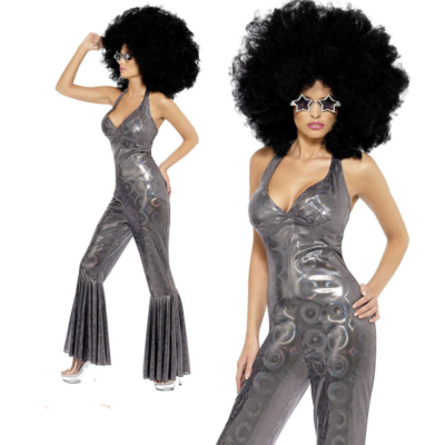 Smiffy's 6110 Womens Disco Diva Silver Halloween Party Costume Set