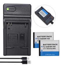2Ps Battery Replace for Original Samsung BP-70A WB30F WB31F WB50F WB52F +Charger