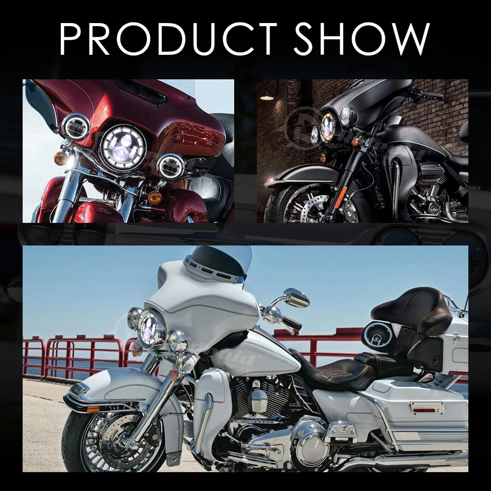 Faro LED cromado de 7" + luz de paso antiniebla de 4,5" para Honda Shadow VXL Sabre 110 Foto 4 de 4