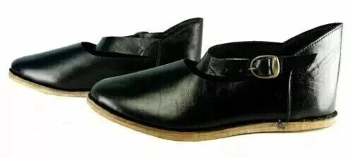 Medieval Viking Black Color Leather Shoes For Women Armor LARP SCA Re-enactment. - Image 3 of 4