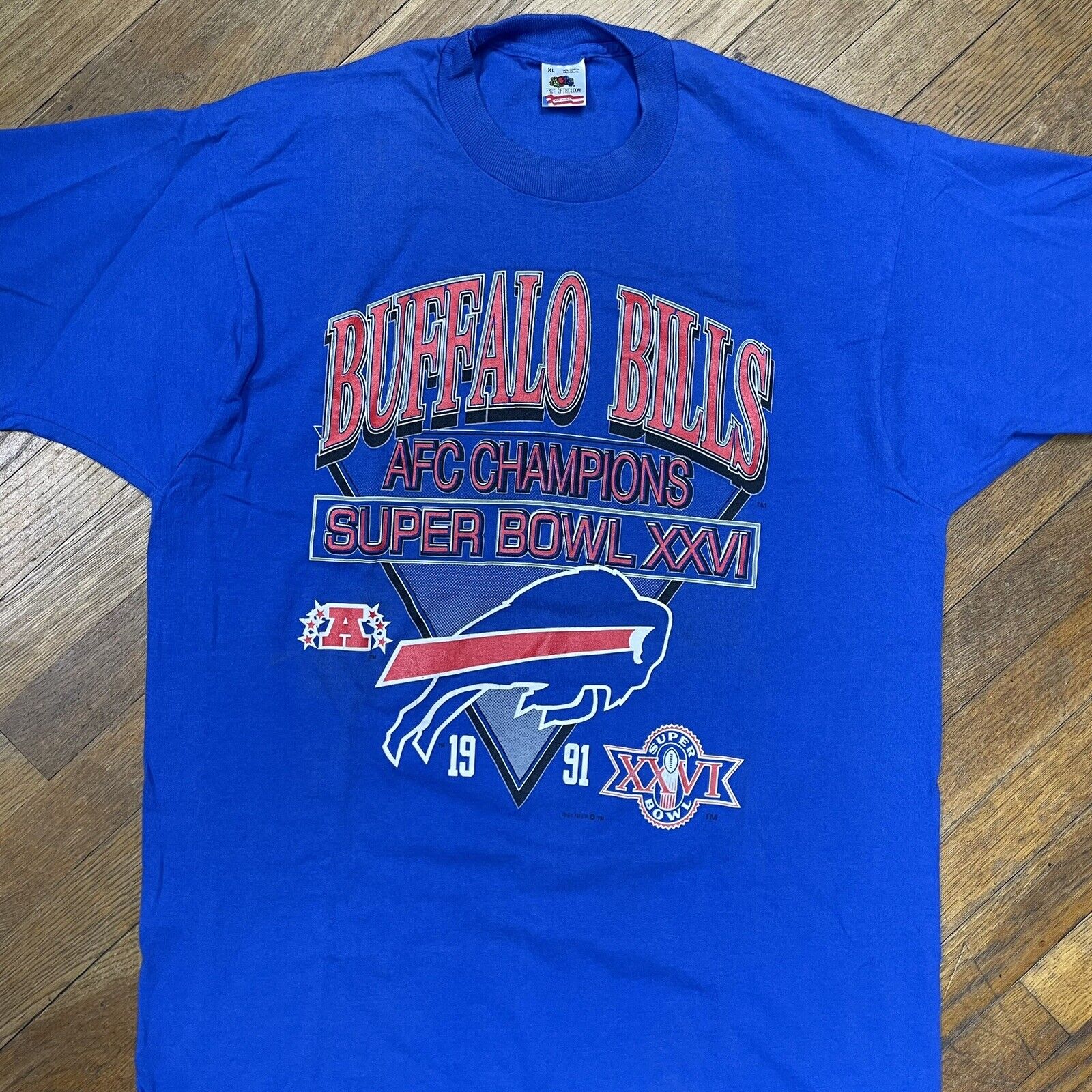 Buffalo Bills AFC Champions Super Bowl XXVI Adult XL Vintage 90s Graphic T-Shirt